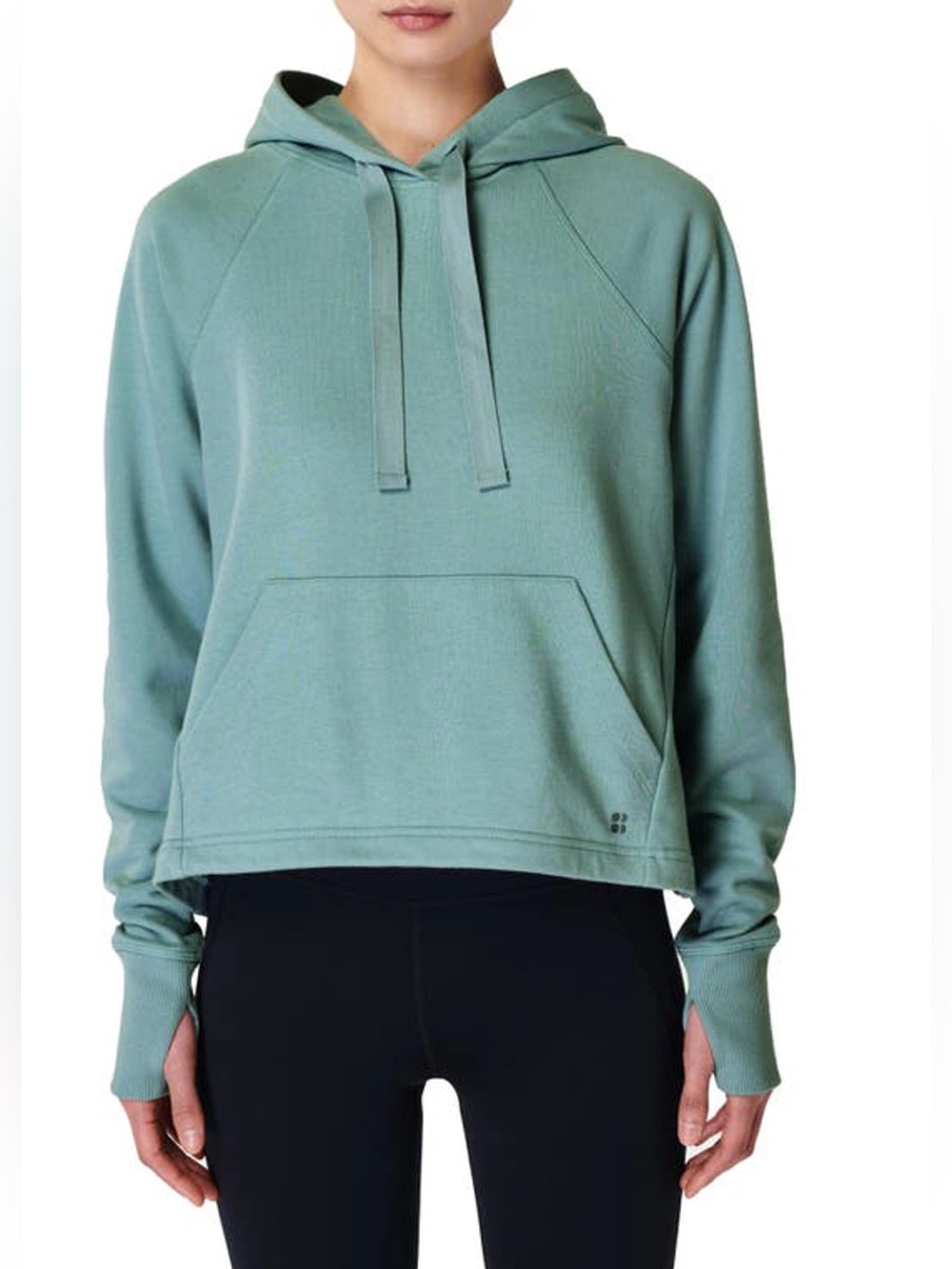 Sweaty Betty light blue Relaxed Hoodie with Thumbhole Cuffs women size 8
